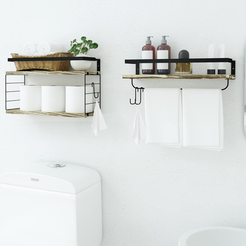 Bathroom Shelves with Tissue Rack &Towel Bar