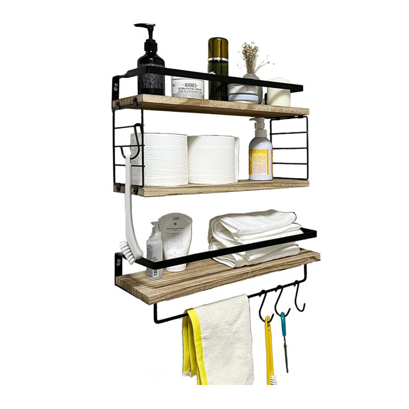 Bathroom Shelves with Tissue Rack &Towel Bar