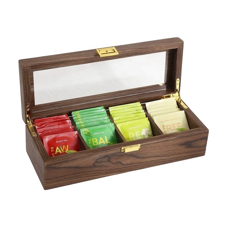 Luxury wood tea set storage boxes organizer wooden tea bag box