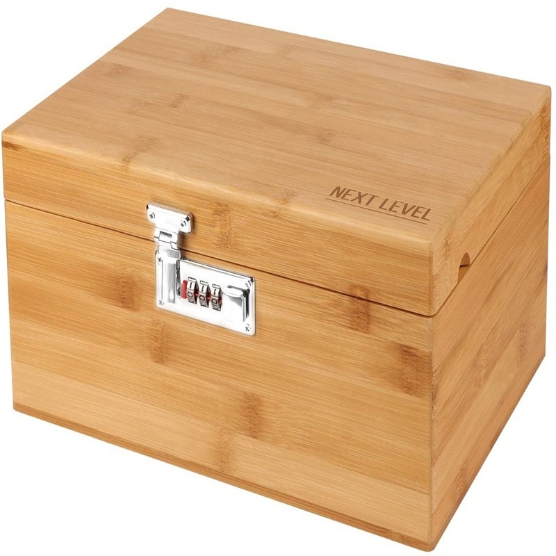 high quality custom reusable wooden storage box smell proof stash box with lock