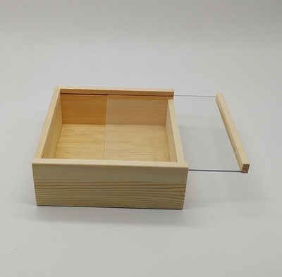 Unfinished Wooden Box Wood Storage Box with Clear Acrylic Sliding Lid Wood Craft Shadow Boxes Display