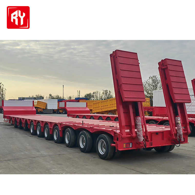 11 Axles 40ft 100 Ton Heavy Duty Low Bed Flatbed Semi Trailer for Sale in Dubai