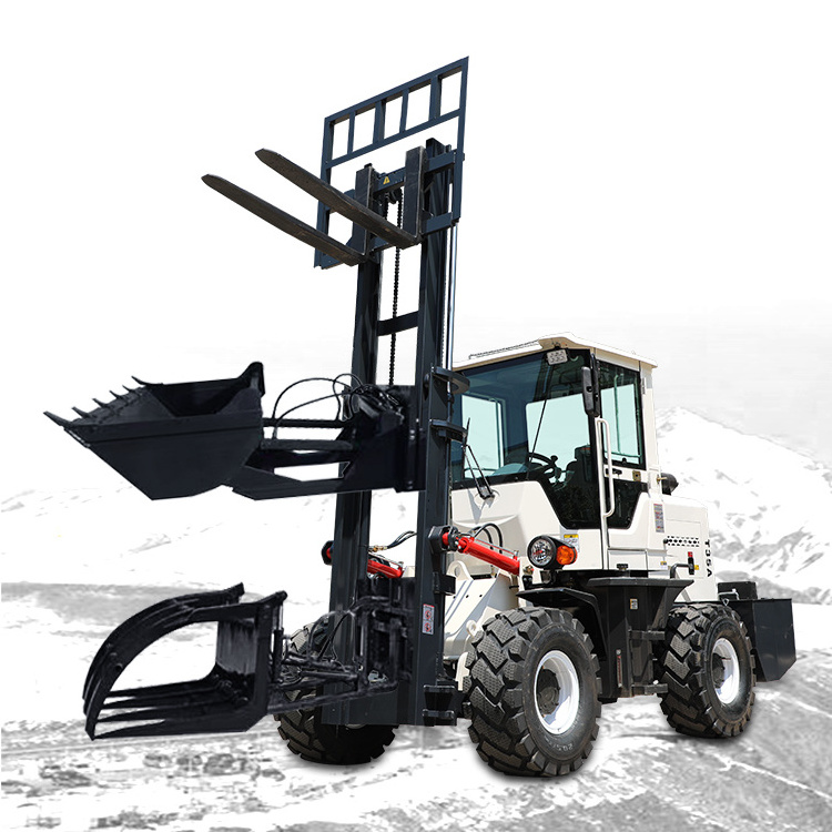 Good quality 4x4/4 wheel steering forklift 3.5-5ton truck with optional attachment for sale