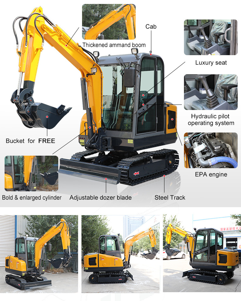 CE FREE SHIPPING Brand Mini Excavator 2.5 Ton Digger Excavators with Swing Boom for sale