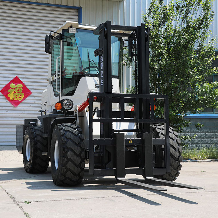 Good quality 4x4/4 wheel steering forklift 3.5-5ton truck with optional attachment for sale