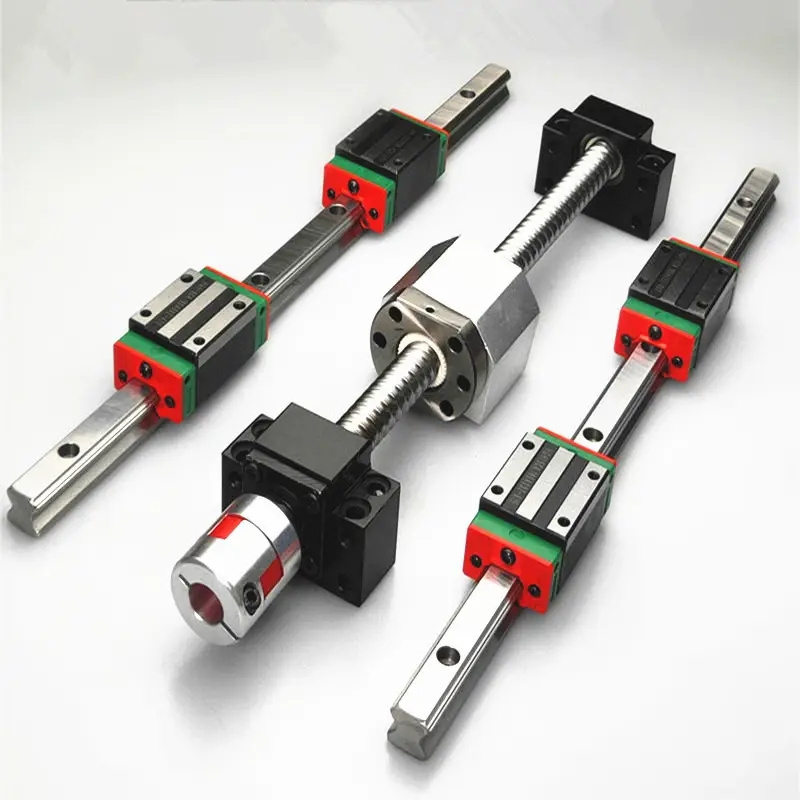 CNC HGR25 Square Linear guide sets 10pcs HGH25CA +SFU2005 ball screw+BK BF15 +Shaft coupling