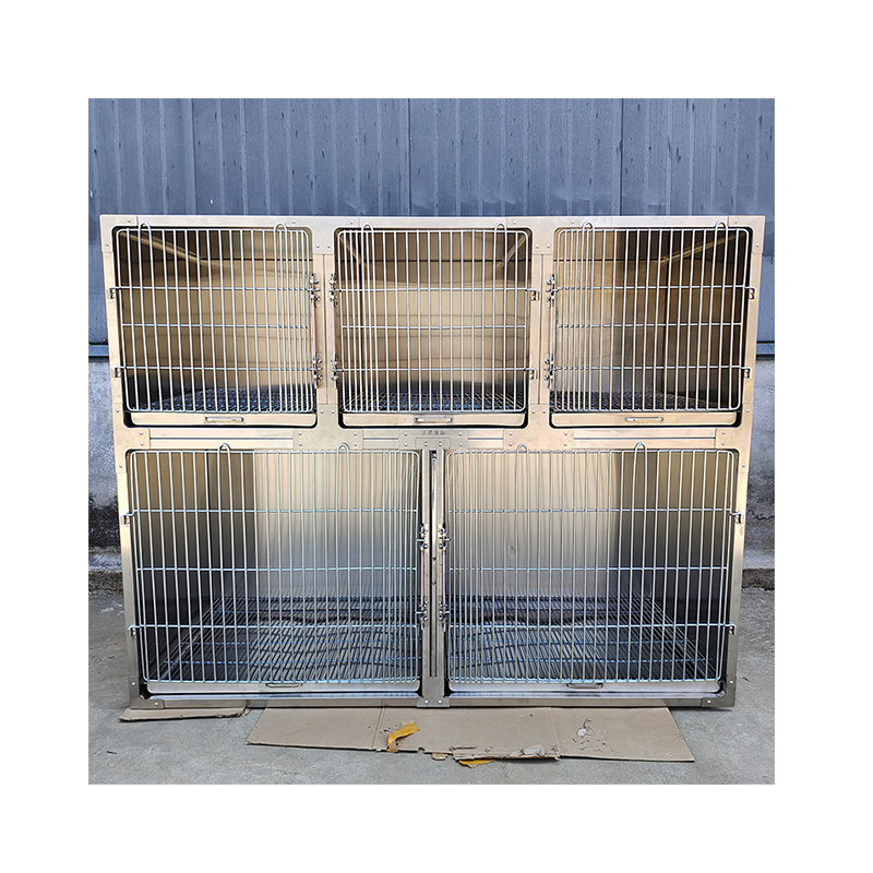 High Quality Kennel Pet Dog Cages Veterinary Cages Stainless Steel  Cat Dog Cage 4 Wheels