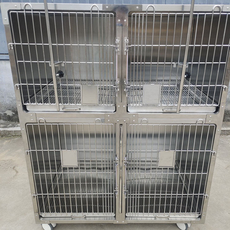 High Quality Kennel Pet Dog Cages Veterinary Cages Stainless Steel  Cat Dog Cage 4 Wheels