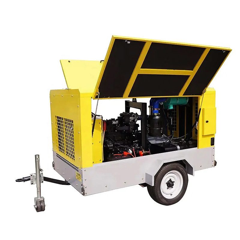 185 Cfm Mining Portable Diesel Air Compressor Movable  Air Compressor For Drilling Rig