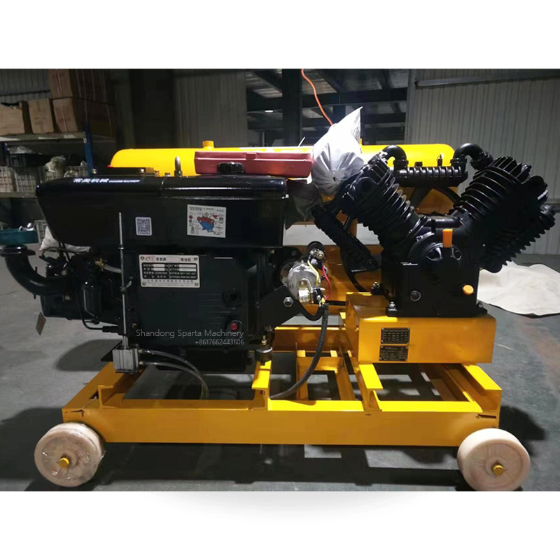 Portable 8bar 16Bar 40cfm 12V Diesel Powered Piston Air Compressor for Mobile Tires Repair