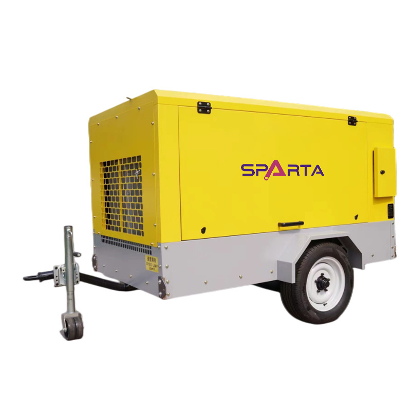 185 Cfm Mining Portable Diesel Air Compressor Movable  Air Compressor For Drilling Rig