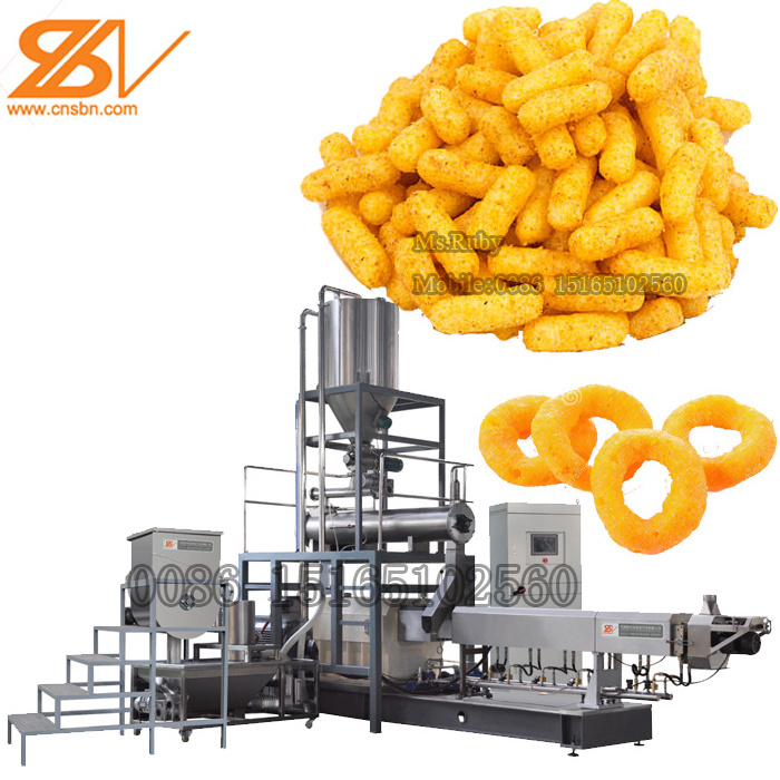 Rice cracker corn snacks making machine puffed food processing line