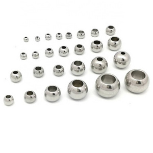 Stainless Steel Beads With Hole DIY Bracelet Jewelry Accessories Drilled Steel Ball