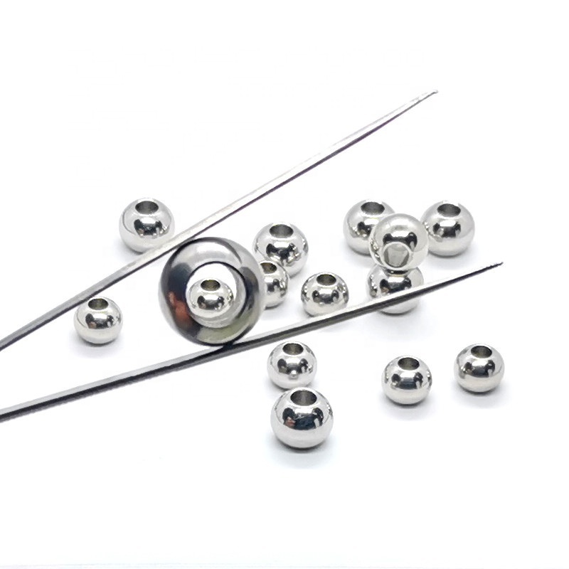 Stainless Steel Beads With Hole DIY Bracelet Jewelry Accessories Drilled Steel Ball