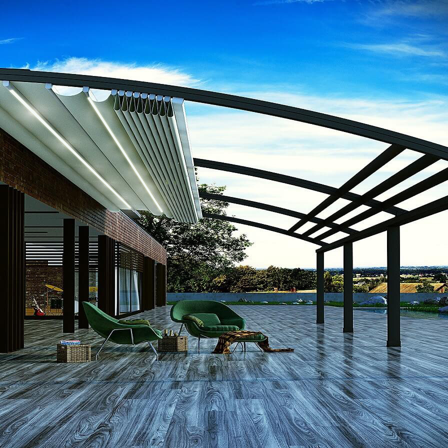 Motorized Waterproof Pergola Roof Canopy Bioclimatic Retractable Aluminium Pergola