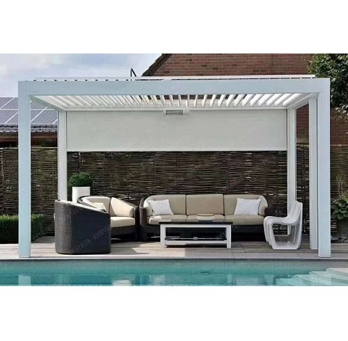 Outdoor Electric Aluminum Pergola Garden Sunshade Louvered Roof Gazebo