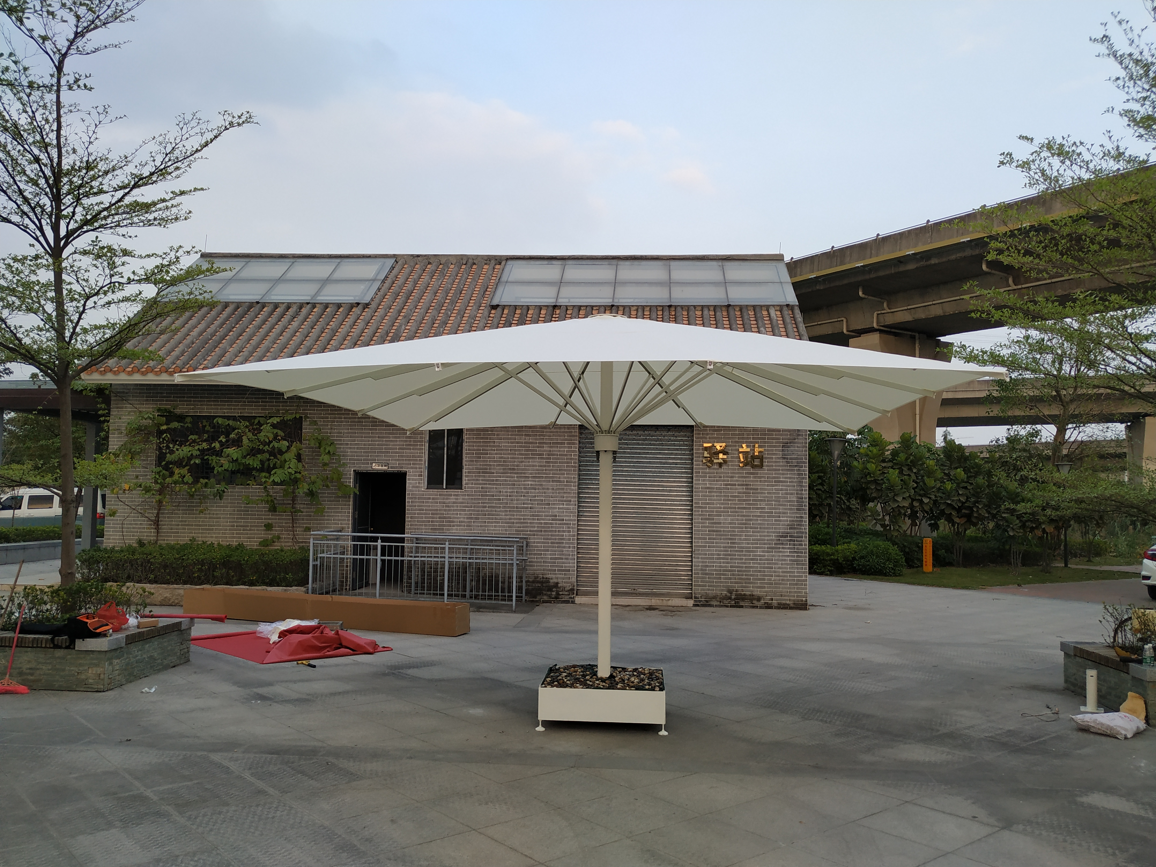 Large Luxury Starlight Umbrella with LED Light/ Bluetooth Cafe Swimming Pool Garden Outdoor Sun shading Parasol Umbrella