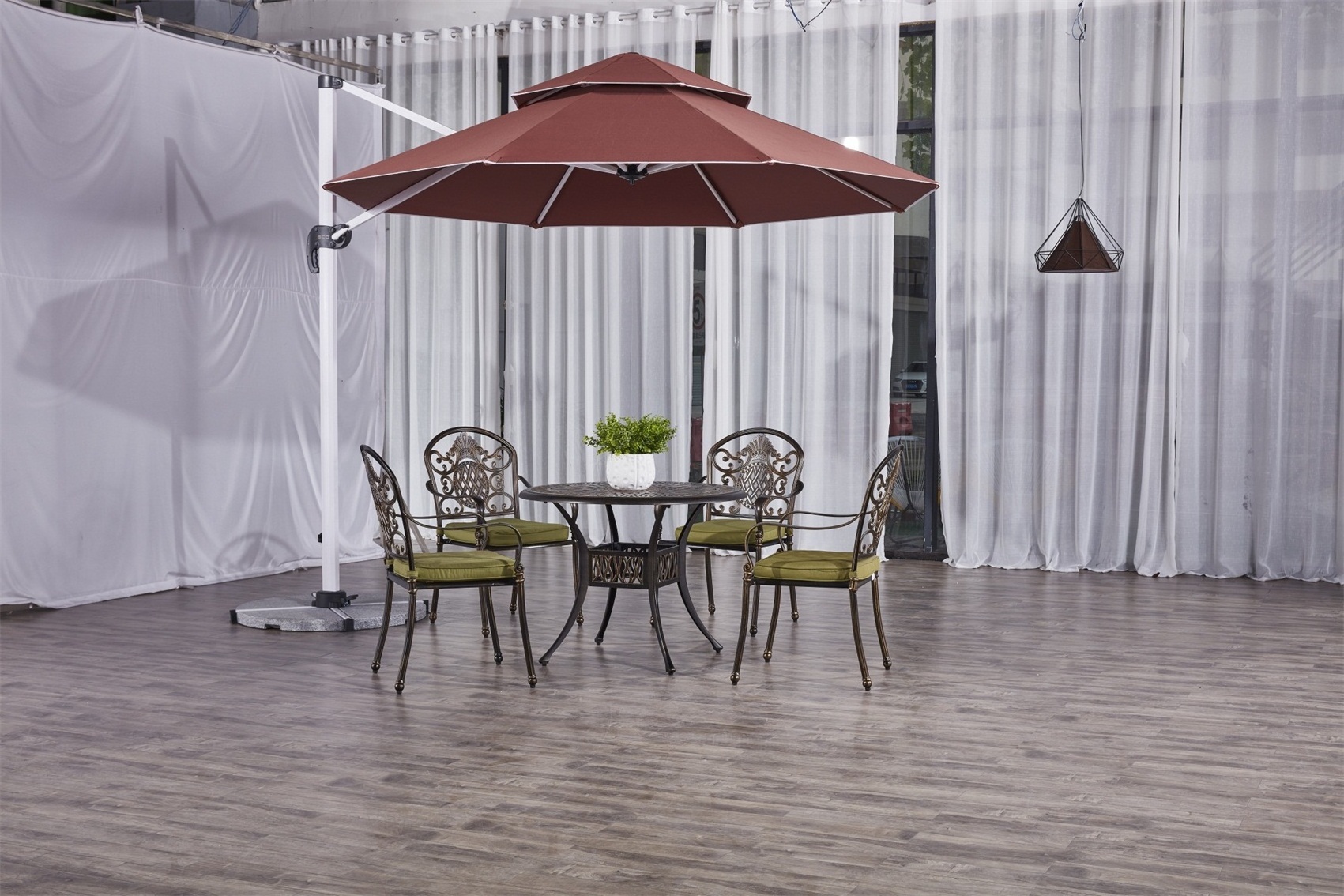 China Supplier Patio Umbrella 2.5*2.5 3*3 Parasol Double Roof Roman Umbrella