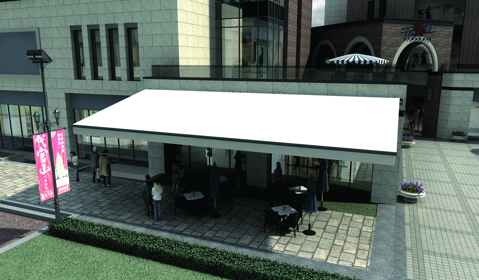 New 5 meters Projection Big Awning Outdoor Restaurant Cafe Patio Awnings with rain gutter Retractable Awning