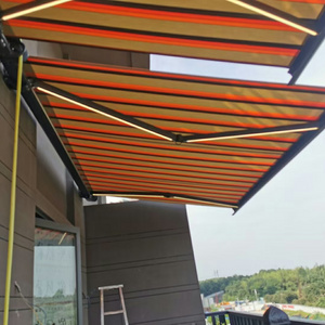 Wholesale Sunshade Folding Arm Motorized Outdoor Retractable Awning Full Cassette Awning With Led Light