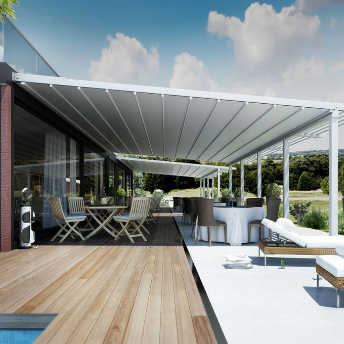 Motorized Waterproof Pergola Roof Canopy Bioclimatic Retractable Aluminium Pergola