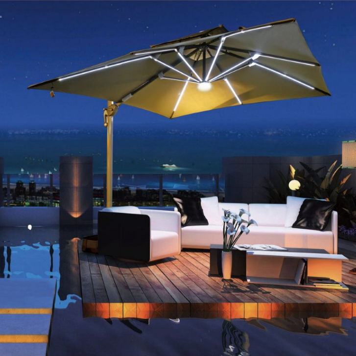 LED light Patio Garden Outside Sunshade Roman Patio  Umbrella