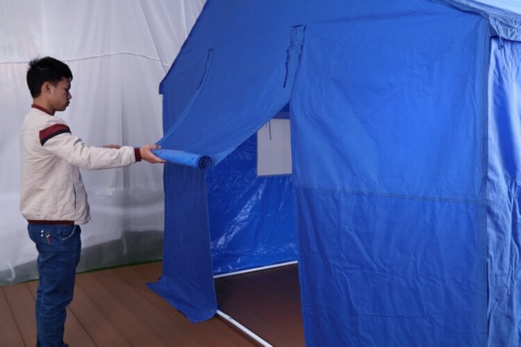 Popular Size Customized Blue Oxford Cloth Galvanized Pipe Relief Tent for Sale