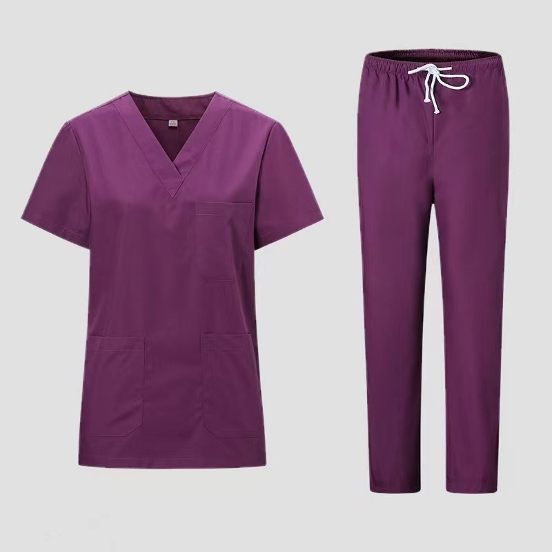 OEM Dental Surgeon Surgical Clothing Split Body Hand Wash Suit Elastic Quick Drying Hospital Nurse Set Zip V Neck Scrubs Uniform