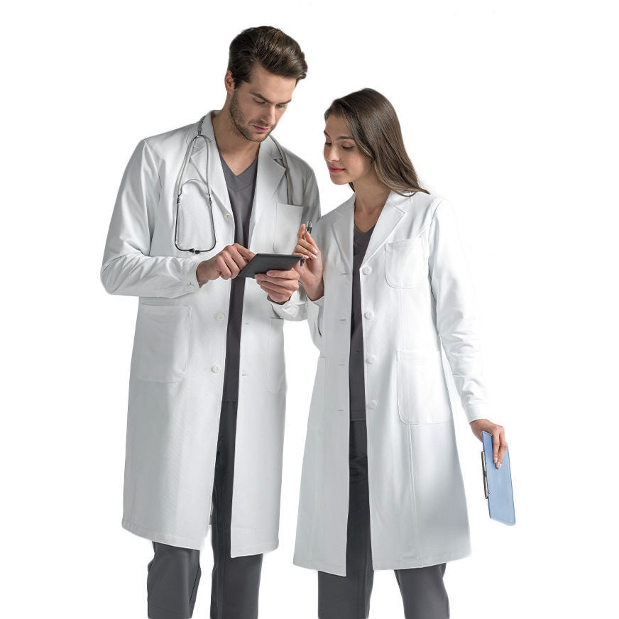 Wholesale Professional Unisex Cotton Polyester Hospital Uniforms Medical Science Doctor Nurse Wear White Lab Coat