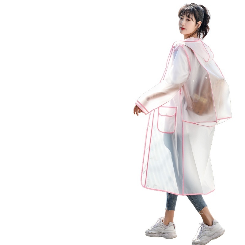 Fashion Women Transparent  Plastic  Raincoat Travel Waterproof Rainwear Adult Can Hold Backpack Rain Coat