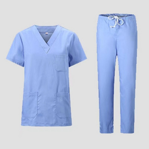 OEM Dental Surgeon Surgical Clothing Split Body Hand Wash Suit Elastic Quick Drying Hospital Nurse Set Zip V Neck Scrubs Uniform