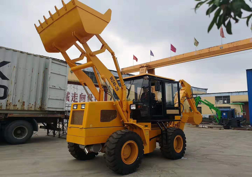 Muti-function WZ25-16 mini Wheel Backhoe Loader With Lift Excavator Bucket for sale