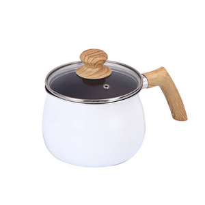 Wholesale kitchen cooker set cooking pot camp use non stick mini milk pot steel two ear small soup pot