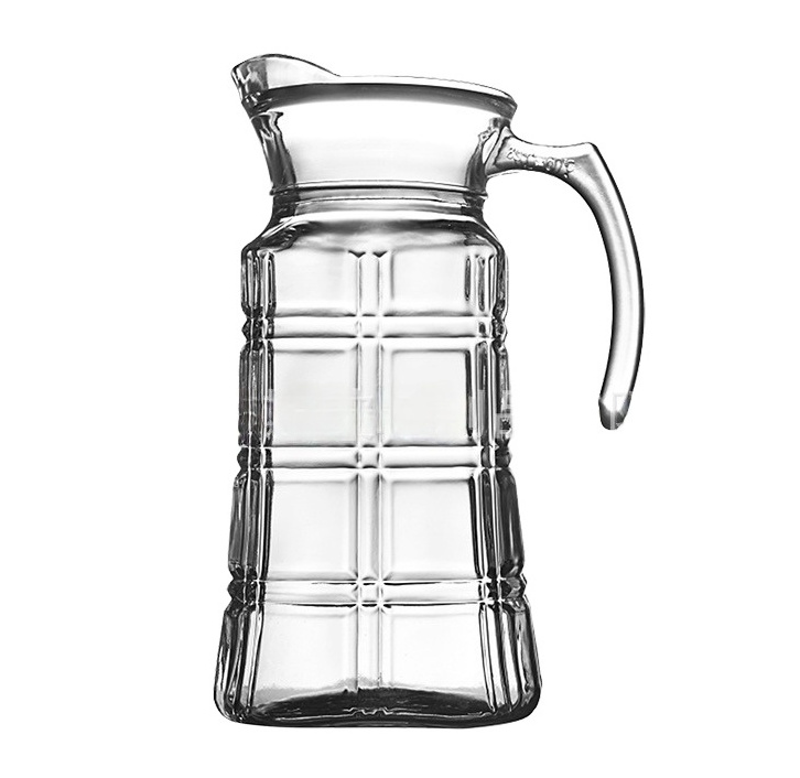 G-Horse High Quality 1.8L Square Cold Water Glass Jug Large Capacity 1800ml Juice Pitcher With Lid  Handle Restaurant Tea Pot