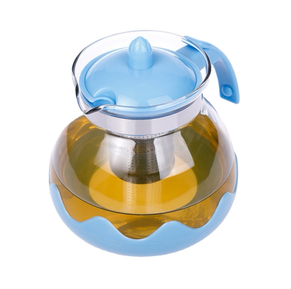 Pakistan Hot Sale 303 Glass Tea Kettle With Removable Filter 1.5L Multi-Function Coffee Pot With Plastic Handle Heat Teapot