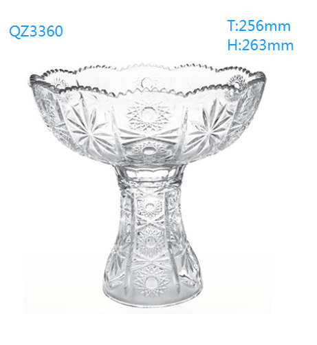 Middle East Turkish Popular big size  sunflower Engraved Glass Ice Cream  Bowl with Stem mini salad server  fruit serving cup