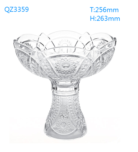 Middle East Turkish Popular big size  sunflower Engraved Glass Ice Cream  Bowl with Stem mini salad server  fruit serving cup