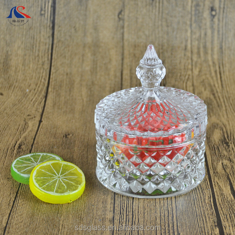 Factory Wholesale Can Shape Relief Roman Column Glass Candy Jar Cylindrical Candle Holder With Lid Caviar Storage Box Canister