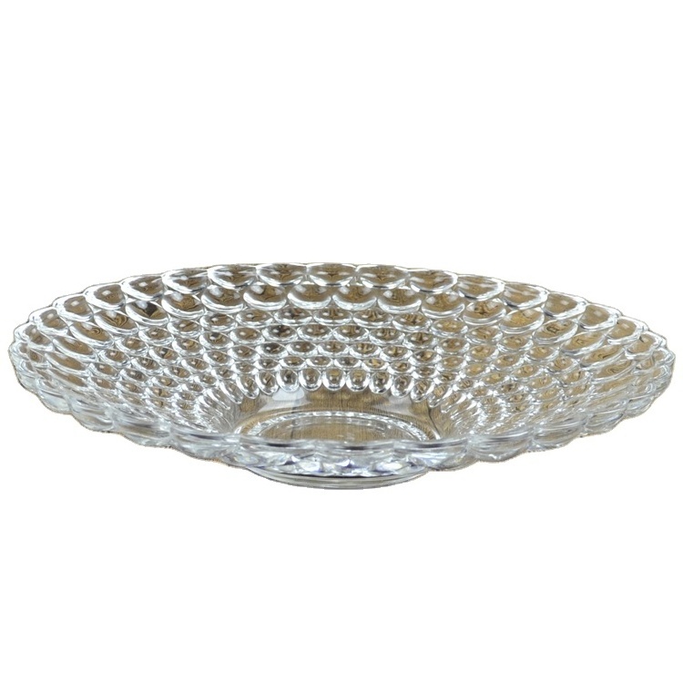 14 Inch Glass dish  for Wedding fruit plate  Decoration cold food tray party  Crystal Clear Glassware