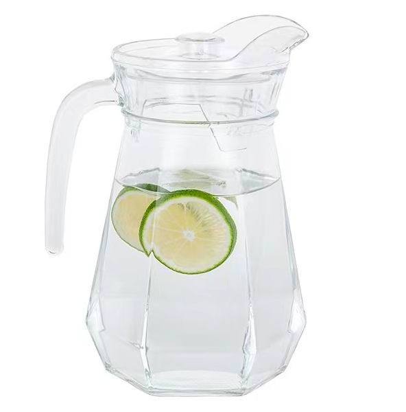 1.1L Iron Plated Glass Kettle 1300ml Drinking Jug Hexagonal Bottom Water Beer Juice Pitcher Colored Glasses Amber Grey Colorful