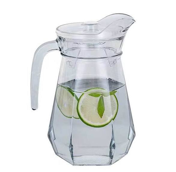 1.1L Iron Plated Glass Kettle 1300ml Drinking Jug Hexagonal Bottom Water Beer Juice Pitcher Colored Glasses Amber Grey Colorful