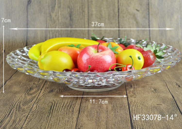 14 Inch Glass dish  for Wedding fruit plate  Decoration cold food tray party  Crystal Clear Glassware