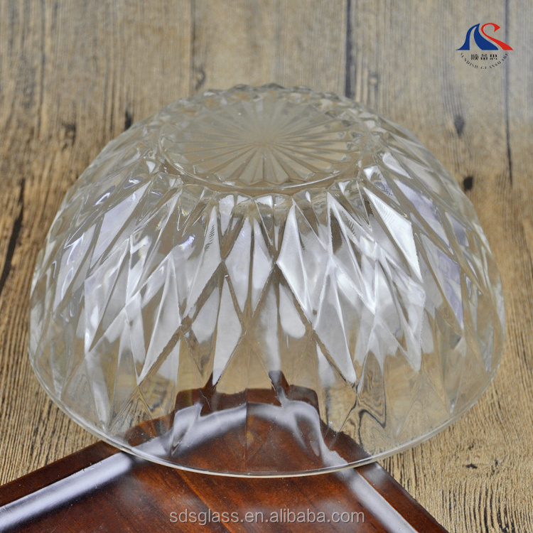 22cm Large Rhomboid Diamond Cut Huge Glass Punch Bowl For Salad Dessert Dish Food Stirring Container 9 Inch Egg-Beating Bowls