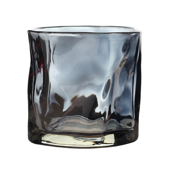 Factory Wholesale Irregular Twisty Rock Glass Cups Crystal Quality Wrinkled Tumblers 200ml Short Personalized Whiskey Glasses