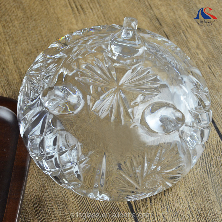 14.5cm Engraved Round Clear Glass Ashtray 3 Legs High Quality Wholesale Cigar Ash Footed Bowl Cigarette Ashes Container Mortar