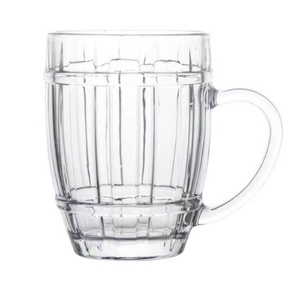 Ins Popular Oak Barrel Shape Beer Glass Mug Juice Drinks Glasses Big Volume 500ML Drink Cup With Handle 17OZ Drinking Glassware