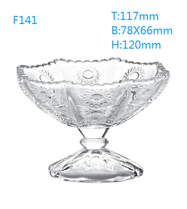 Popular Middle East Turkish Sunflower  Engraved Glass Ice Cream  Bowl with Stem pretty Lily  salad   fruit server