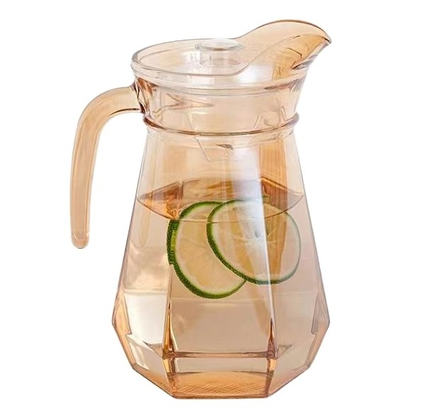 1.1L Iron Plated Glass Kettle 1300ml Drinking Jug Hexagonal Bottom Water Beer Juice Pitcher Colored Glasses Amber Grey Colorful