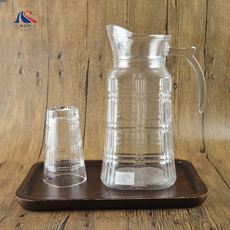 G-Horse High Quality 1.8L Square Cold Water Glass Jug Large Capacity 1800ml Juice Pitcher With Lid  Handle Restaurant Tea Pot