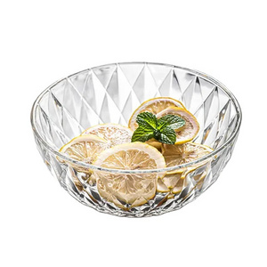 22cm Large Rhomboid Diamond Cut Huge Glass Punch Bowl For Salad Dessert Dish Food Stirring Container 9 Inch Egg-Beating Bowls